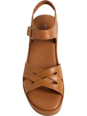 Rockport Size 10M Amira Wedge Leather Women's Sandals Natural Brown Color